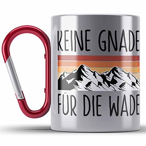 Trendation - Keine Gnade für die Wade Edelstahl Tasse Karabiner Geschenk Karabiner Edelstahl Tasse Karabiner Edelstahl Wander Kaffeebecher Lustiger Sprüche Outdoor (Rot) von Trendation