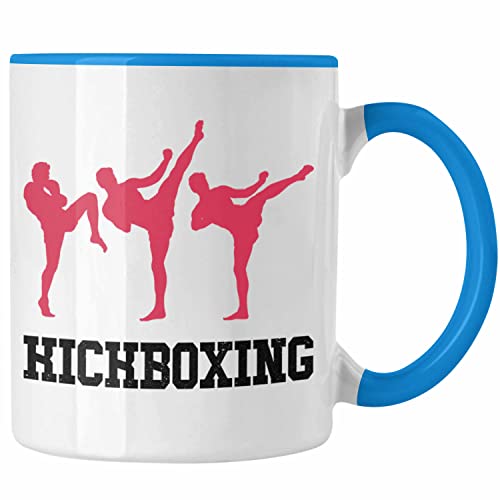 Trendation - Kickboxing Tasse Geschenk Kampfsportler Geschenkidee Geburtstag Weihnachten (Blau) von Trendation