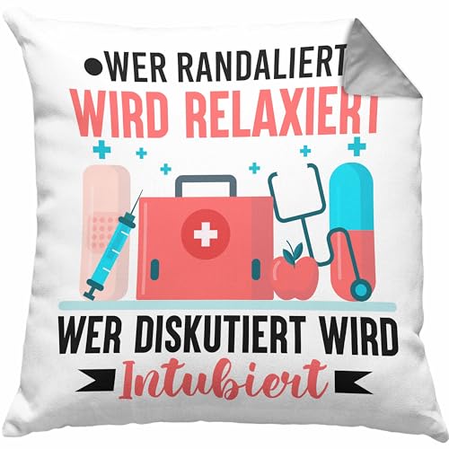 Trendation - Krankenschwester Kissen Geschenk Propofol Spritze Geschenk Krankenschwestern Kaffeetasse Arzt Ärtzin Arzthelferin Dekokissen mit Füllung 40x40 (Grau) von Trendation