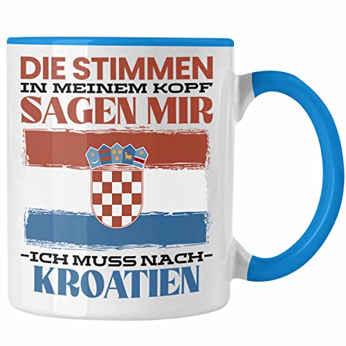 Trendation - Kroatien Tasse Urlaub Heimat Geschenk Spruch Kroatie Geschenkidee (Blau) von Trendation