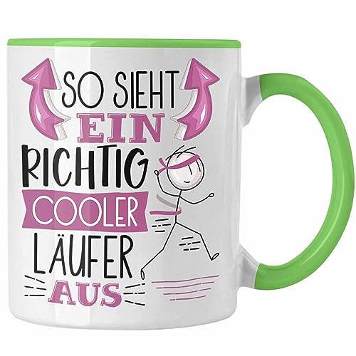 Trendation - Läufer Jogger Tasse Geschenk So Sieht Ein RIchtig Cooler Läufer Jogger Aus Geschenkidee Lustiger Spruch Geburtstag Becher Kaffeetasse (Grün) von Trendation