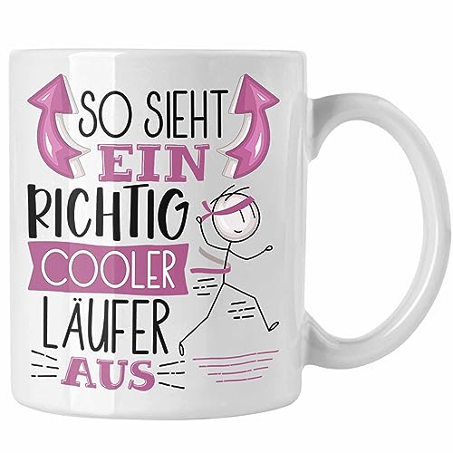 Trendation - Läufer Jogger Tasse Geschenk So Sieht Ein RIchtig Cooler Läufer Jogger Aus Geschenkidee Lustiger Spruch Geburtstag Becher Kaffeetasse (Weiß) von Trendation