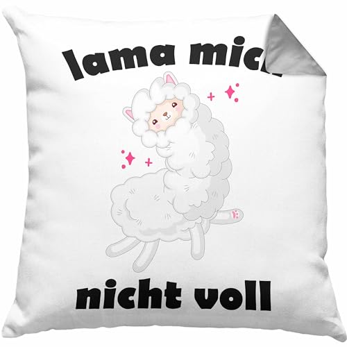 Trendation - Lama Mich Nicht Voll Spruch Kissen für Alpaka Fans Süße Sprüche Humor Dekokissen mit Füllung 40x40 (Grau) von Trendation