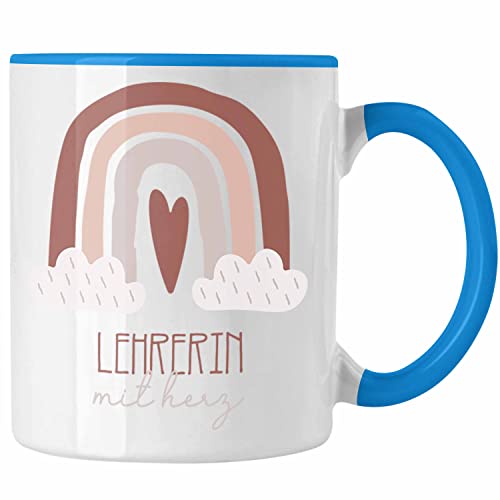 Trendation - Lehrerin Tasse Geschenk Danke Kaffeetassse Geschenkidee für Klassenlehrerin mit Herz Spruch (Blau) von Trendation