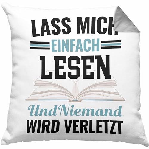 Trendation - Lesen Kissen Geschenk Leseratte Lustige Geschenkidee Bücher Leser Dekokissen mit Füllung 40x40 (Grau) von Trendation