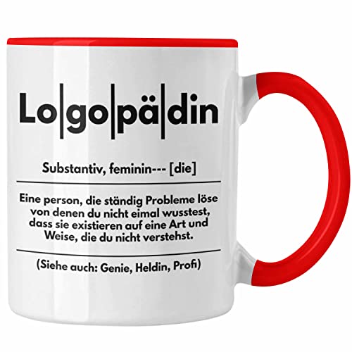 Trendation - Logopädin Definition Tasse Geschenk Logopädie Logopäde (Rot) von Trendation