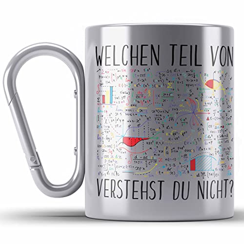 Trendation - Lustige Edelstahl Tasse Karabiner Geschenk Welchen Tell Von Verstehst du Nicht Mathematiker Physiker Mathelehrer Geschenkidee (Silber) von Trendation