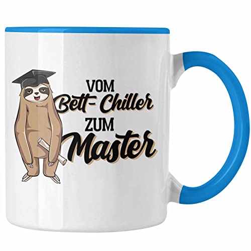 Trendation - Lustige Faultier Master Tasse Vom Bett Chiller Zum Master Abschluss Prüfung (Blau) von Trendation