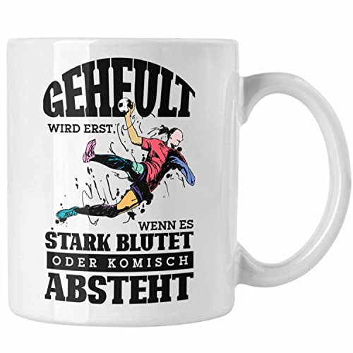 Trendation - Lustige Handball-Tasse Geschenk für Handballspieler Geheult Wird Erst Wenn Es Absteht (Weiß) von Trendation