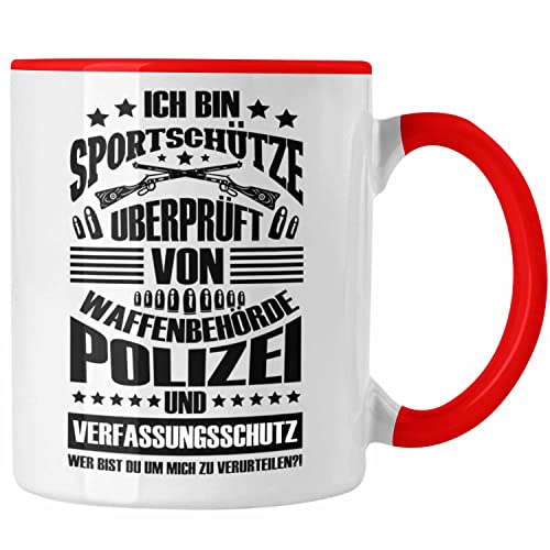 Trendation - Lustige Schießen-Tasse für Sportschützen Geschenk Ich Bin Sportschütze (Rot) von Trendation