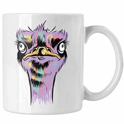 Trendation - Lustige Strauß Vogel Tasse Geschenk für Safari-Liebhaber (Weiß) von Trendation