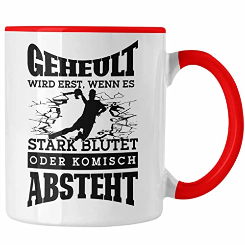 Trendation - Lustige Tasse Handball-Spieler als Geschenkidee Spruch Geschenk Handballspieler Trainer Coach (Rot) von Trendation