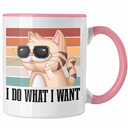 Trendation - Lustige Tasse Katze Ich Mache Was Ich Will Geschenkidee Katzen Freunde (Rosa) von Trendation