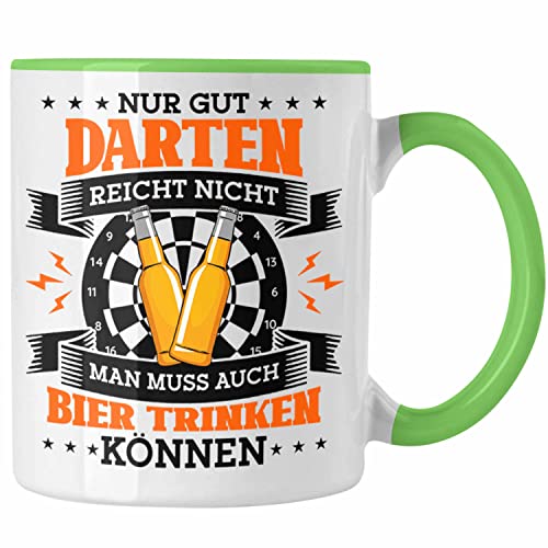 Trendation - Lustige Tasse für Dart Spieler Bier trinken Dart Spielen Dartsspieler (Grün) von Trendation