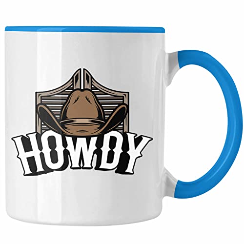 Trendation - Lustige Tasse für Line Dance Fans Howdy Cowboy Geschenkidee (Blau) von Trendation