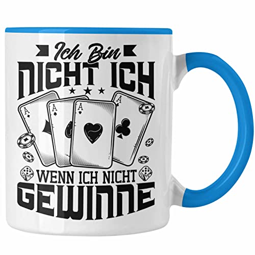 Trendation - Lustige Tasse für Pokerspieler Geschenk Pokern Kartenspiele Spruch (Blau) von Trendation