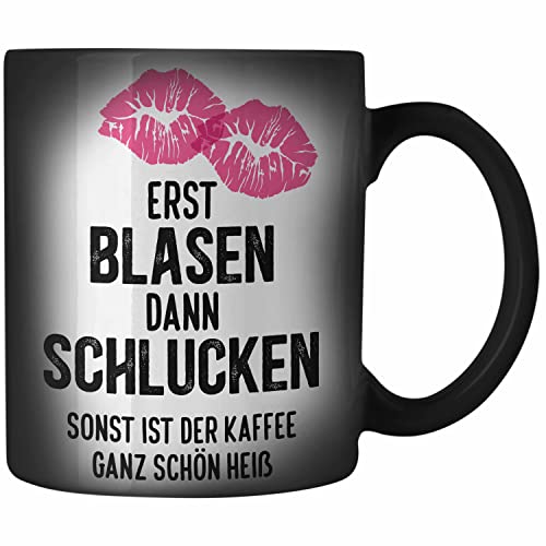 Trendation - Lustige Zaubertasse Versauter Humor 18+ Geschenk Farbwechsel Tasse Erst Blasen Dann Schlucken Erwachsene von Trendation