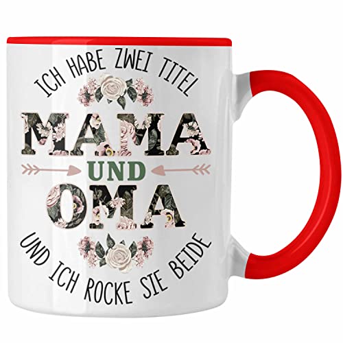 Trendation - Mama und Oma Tasse Geschenk für Oma Weihnachten Geburtstag Lustige Tasse Beste Oma (Rot) von Trendation