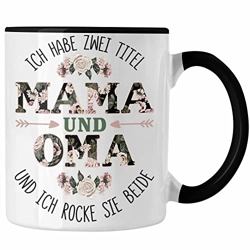 Trendation - Mama und Oma Tasse Geschenk für Oma Weihnachten Geburtstag Lustige Tasse Beste Oma (Schwarz) von Trendation