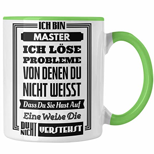 Trendation - Master Prüfung Tasse bestanden Geschenk Abschluss Masterarbeit Exam Prüfung (Grün) von Trendation