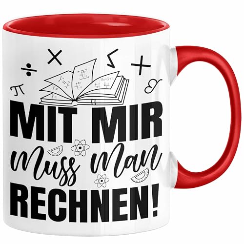 Trendation - Mathe-Lehrer Tasse Geschenkidee Mit Mir Muss Man Rechnen Mathe-Liebhaber Geschenk Geburtstag Weihnachten Mathestudent (Rot) von Trendation