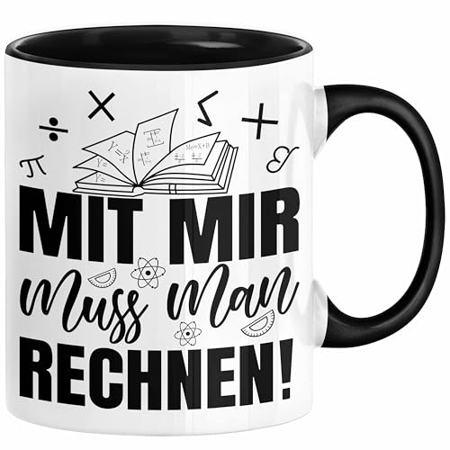 Trendation - Mathe-Lehrer Tasse Geschenkidee Mit Mir Muss Man Rechnen Mathe-Liebhaber Geschenk Geburtstag Weihnachten Mathestudent (Schwarz) von Trendation