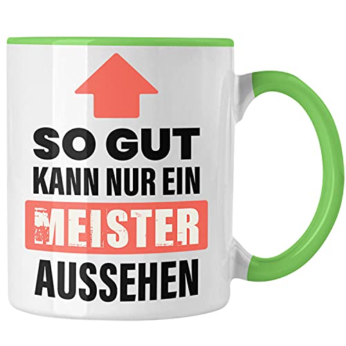 Trendation - Meisterprüfung Bestanden Geschenk Meister Prüfung Tasse Männer Metallbauer Schreiner Dachdecker Maler Elektrotechnik Elektronik (Grün) von Trendation