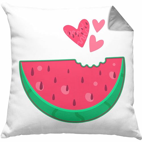 Trendation - Melone Grafik Kissen Geschenk Sommer Geschenkidee Melonen-Liebhaber Dekokissen mit Füllung 40x40 (Grau) von Trendation