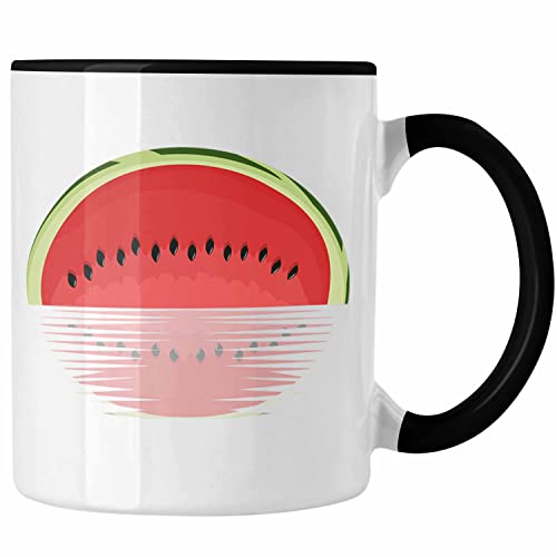 Trendation - Melone Grafik Tasse Geschenk Sommer Geschenkidee Melonen-Liebhaber See Spiegel (Schwarz) von Trendation