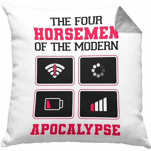 Trendation - Moderne Apocalypse Kissen Geschenk Kein WLAN Laden Symbol Akku Schwach Kein Netz Dekokissen mit Füllung 40x40 (Grau) von Trendation