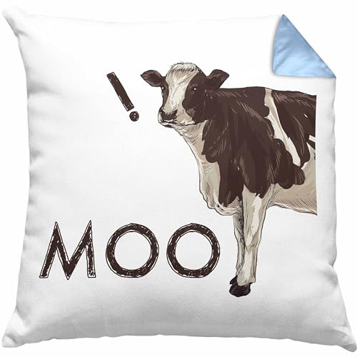 Trendation - Moo Kuh Kissen Geschenk für Landwirt Bauern Geschenkidee Geburtstag Lustiger Spruch Dekokissen mit Füllung 40x40 (Blau) von Trendation