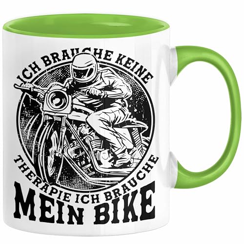 Trendation - Motorradfahrer Tasse Geschenk Ich Brauche Keine Therapie Biker Geschenkidee Motorrad (Grün) von Trendation