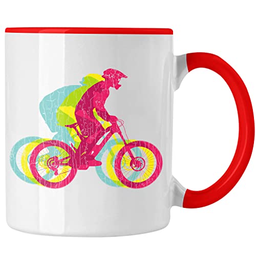 Trendation - Moutainbike Geschenk Tasse Mountainbiker Geschenkidee Kinder Kaffeetasse Männer Accessories Grafik MTB Fun (Rot) von Trendation