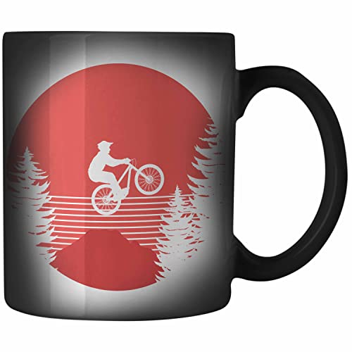 Trendation - Moutainbike Geschenk Zaubertasse Mountainbiker Geschenkidee Kinder Farbwechsel Tasse Männer Accessories Grafik MTB Herzschlag von Trendation