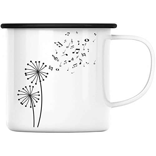 Trendation - Musiker Emaille Tasse Musikliebhaber Musik Musiklehrer Geschenk Geschenkidee Musiklehrerin Coach Geschenkideen Blume (Schwarz) von Trendation