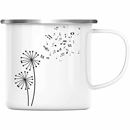 Trendation - Musiker Emaille Tasse Musikliebhaber Musik Musiklehrer Geschenk Geschenkidee Musiklehrerin Coach Geschenkideen Blume (Silber) von Trendation