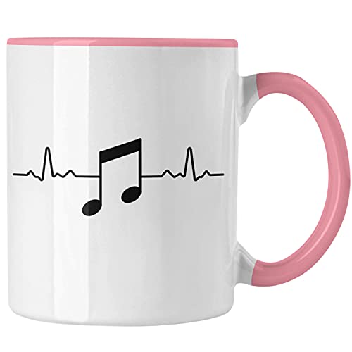 Trendation - Musiker Tasse Musikliebhaber Musik Musiklehrer Geschenk Geschenkidee Musiklehrerin Coach Geschenkideen Herzschlag (Rosa) von Trendation