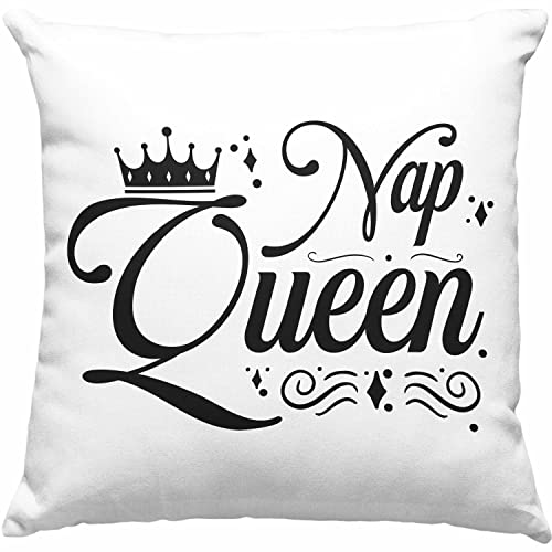 Trendation - Nap MIttagsschlaf Kissen Geschenk Queen Lustige Geschenkidee Tochter Mädchen Freundin Dekokissen mit Füllung 40x40 (Grau) von Trendation