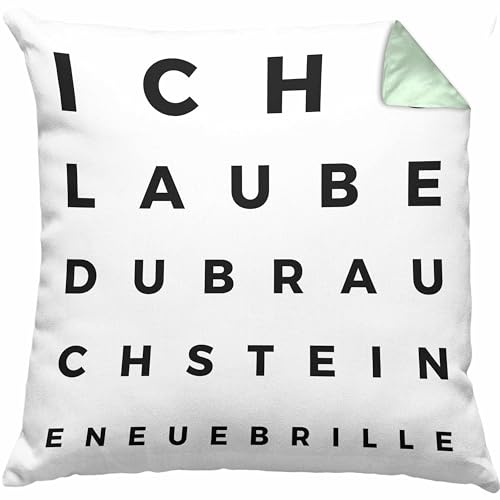 Trendation Optiker Geschenk Kissen mit Füllung 40x40 Augenarzt Lustiger Spruch Augenarztpraxis Geschenke Optikerin Meister (Grün) von Trendation