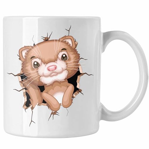 Trendation - Otter 3D Grafik Tasse Kaffee-Becher Lustige Geschenkdidee Otter-Liebhaber (Weiß) von Trendation