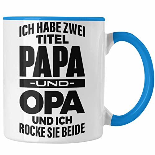 Trendation - Papa und Opa Tasse Geschenk für Opa Weihnachten Geburtstag Lustige Tasse Bester Opa (Blau) von Trendation