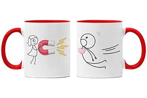 Trendation - Partnertassen Tassen Set Geschenk Sie und Ihn Liebe Valentinstag Kaffeetassen Lustig Freund Freundin Partner Tasse Geschenke Geburtstagsgeschenk Liebesbeweis Paare (Rot) von Trendation