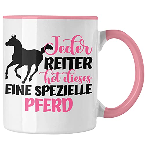 Trendation - Pferde Reiter Mädchen Geschenk Tasse Reiten Reiterin Kinder Becher Spruch Lustig Geburtstag (Rosa) von Trendation