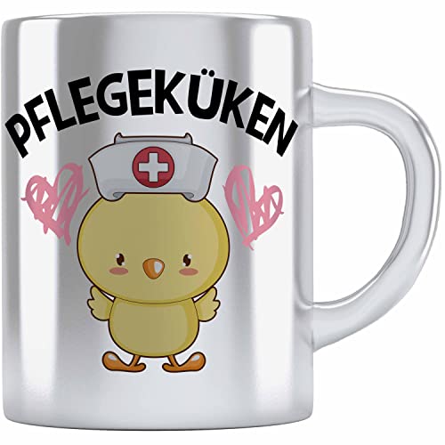 Trendation - Pflegeküken Edelstahl Tasse Geschenk Krankenschwester Ärztin Lustige Kaffee Edelstahl Tasse Geschenkidee Altenpflegerin Pflegerin von Trendation