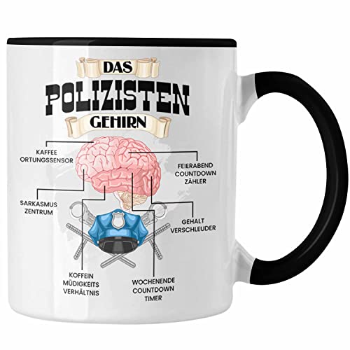 Trendation - Polozisten Tasse Lustiges Geschenk für Polizei Polizisten Spruch Becher Geburtstag Weihnachten (Schwarz) von Trendation