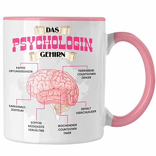 Trendation - Psychologin Tasse Lustiges Geschenk für Psycholiginnen Spruch Becher Geburtstag Weihnachten (Rosa) von Trendation