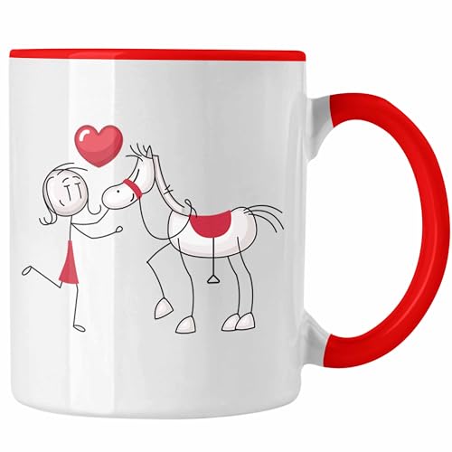 Trendation - Reiterin Tasse Geschenk Kaffee-Becher für Pferdeliebhaber Geschenkidee Pferde (Rot) von Trendation