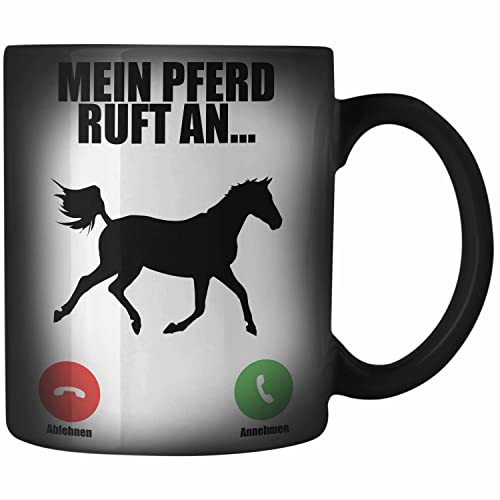 Trendation - Reiterin Zaubertasse - Mein Pferd Ruft an - Pferde Zaubertasse Farbwechsel Tasse Mädchen Geschenk Pferdeliebhaber Sprüche Reiten von Trendation