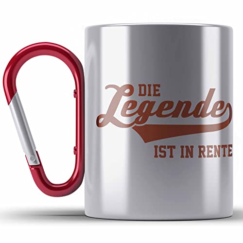 Trendation - - Renter Edelstahl Tasse Karabiner Ruhestand Geschenk Rente Mann Frau Lustig Renteneintritt Abschiedsgeschenk Rentnerin Sprüche (Rot) von Trendation