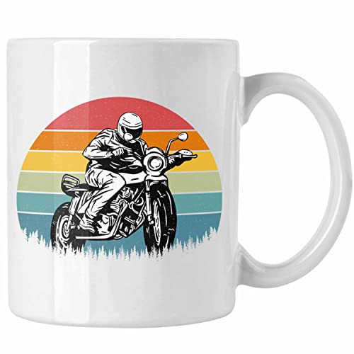 Trendation - Retro Tasse Geschenk Motorrad-Fahrer Geschenk Spruch Männer (Weiß) von Trendation